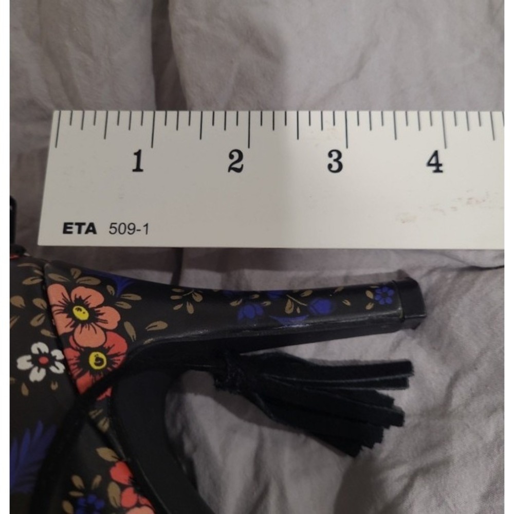 Nine West Briago Black Floral Lace up Sandal SZ 9.5 w/tassel back zip punk‎ goth - Picture 9 of 11